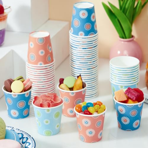 SIUQ 1200 Pack 3 oz Paper Cups, Disposable Bathroom Cups, Mini Mouthwash Cups, Small Cup 3 Ounce for Bathroom, Party, Picnic, BBQ, Travel(Daisy) - color: Daisy 3oz-1200 pack
