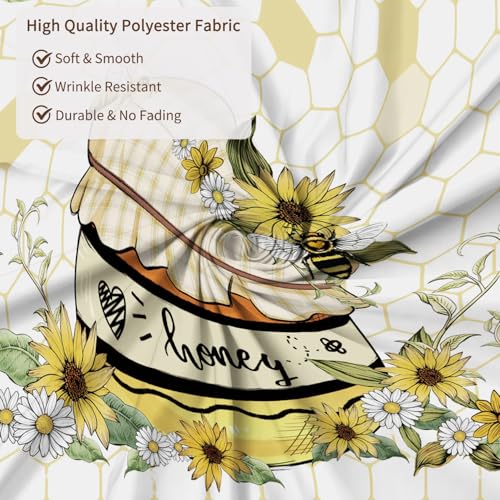 Fabric Shower Curtain with Hooks, Waterproof & Washable & Polyester, Spring Funny Bee Daisy Sunflower Floral Shower Curtains for Bathroom, Rusitc Farmhouse Bathroom Curtain, House Gift, 71x74 Inch - color: Bee Sunflower