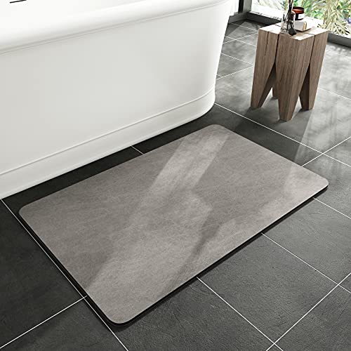 MontVoo -Bath Mat Rug-Rubber Backing Non Slip Quick Dry Absorbent Thin Bathroom Rugs Fit Under Door-Faux Suede Surface Bathroom Floor Mats-Shower Rug for in Front of Bathtub Shower Gray 20"x32" - color: Grey, size: 32" x 20"