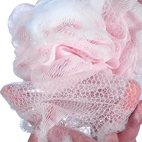 60g/pcs Multi-Color Mesh Bath Sponge Shower Pouf Loofahs Shower Puff Pack of 4 (White,Pink,Purple and Blue) - color: Mix