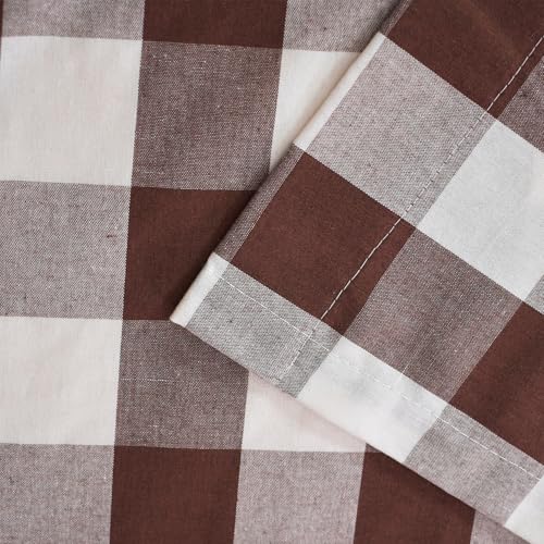 3 Pieces Tier Curtains and Valance Set Buffalo Check Kitchen Tiers Plaid Gingham Rod Pocket Classic Short Small Cafe Curtains Country Farmhouse Cafe Bathroom 54"x18"/27"x36" Brown & White - color: Plaids Brown&white, size: 27"W x 36"L (Pack of 3)