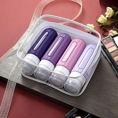 Mrsdry 16 Pack Travel Bottles for Toiletries, Leakproof Travel Containers for Toiletries, TSA Approved Silicone Travel Accessories Squeezable Refillable 3oz for Shampoo Conditioner Lotion - color: Purple