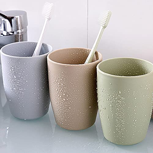 3 Pack of ALINNA Bathroom Tumbler Toothbrush Cups, 400ml Toothbrush Holder, Blue Green Coffee Colours Bathroom Cup Set, Tooth Brushing Tumbler, Reusable Bathroom Drinking Cup Rinsing Cups
