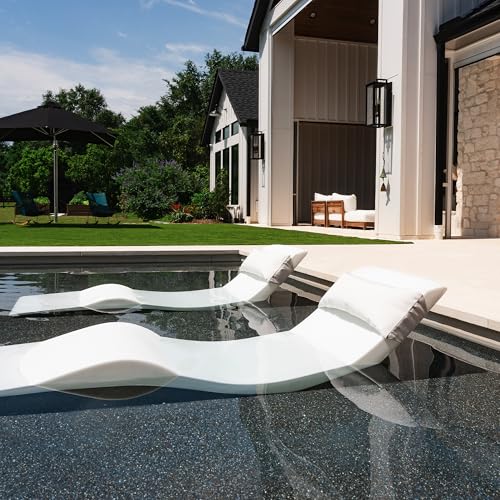 Aqua Outdoors Inside Pool Lounger Headrest Pillow, in Water Sun Shelf Chaise Cushion, Great for Tanning on Baja Ledge or Poolside Sundeck (White,Two)