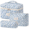 HBselect Quilted Makeup Bag, 3PCS Cotton Large Travel Makeup Bag, Cute Floral Coquette Make up Bag Cosmetic Bag Toiletry Bag for Women Girls - color: A-3PCS-Floral 24