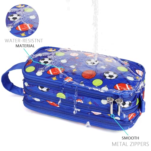 Kids Toiletry Bag for Boys, Travel Toiletry Bag for Little Young Boys Waterproof Hanging Wash Bag Toddler Traveling Toiletries, Soccer Balls Blue - color: Soccer Balls