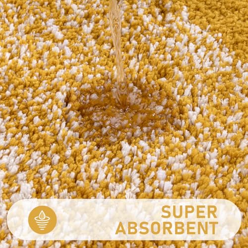 Bsmathom Bathroom Rug Set Bath Rugs Microfiber Non Slip Bathroom Set 4 Piece with Toilet Cover, Washable Absorbent Bath Mat, Mustard - color: Mustard, size: 18"x26"+18"x48"+U20"x24"+Cover19"x21"