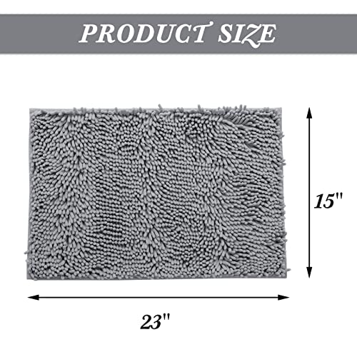 Non-Slip Bath Rug,Extra Soft Microfiber Bedroom Shag Carpet with Anti-Slip Backing,Water/Dust Absorbent Fast Dry Shower Mat,Sound Insulated Stairs Pad,Machine Washable (Dark Grey,15 x 23 Inches) - color: Darkgrey, size: 15"x23"