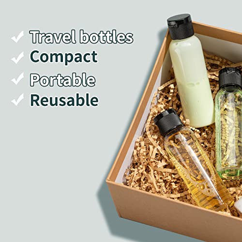 Tekson Travel Bottles Empty 2oz (10 PCS), Plastic Travel Size Cosmetic Container, TSA Amber Squeeze Bottle for Shampoo, Conditioner (Flip Cap) - color: black