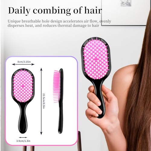 Detangling Brush,2 Pack Detangler Brush, Gentle & Effective Detangling on Wet or Dry Fragile Hair Types,Ultra-light, Detangling Brsuh ventilated and antistatic hairbrush (Pink+blue) - color: Pink+blue