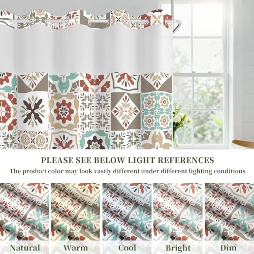 No Hook Shower Curtain with Snap in Liner Set FYLX00223 - color: Mediterranean Floral
