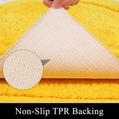 SHACOS Yellow Bathroom Rugs Sets 3 Piece Bath Mat U Shaped Toilet Rug | 20x32+ 16x24+ 20x24, Soft Fluffy Microfiber Bath Rugs Set, Non Slip Washable Absorbent Bathroom Floor Mats Carpet Shower Rug - color: Yellow, size: 16"x24"+ 20"x32"+U Shape 20"x24"