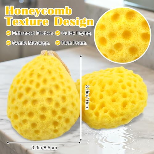 2-Pack Deep Cleansing Bath Sponges – Soft PU Foam Loofah for Shower, Rich Lather & Gentle Exfoliation, Durable Yellow Color Design