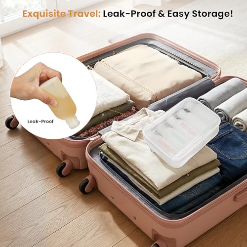 Cosywell Travel Bottles for Toiletries 5 Pack 3.4oz Pre-Printed Shampoo, Conditioner & Body Soap - Soft Touch HDPE Travel Size Containers TSA Approved Leak Proof Squeezable Toiletry Bottle(White) - color: White, style: A-3.4oz-white-3label2blank