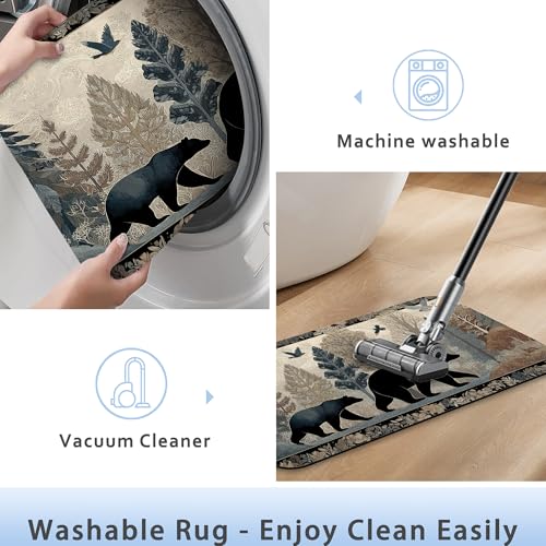 Cute Brown Bear Fast Drying Absorbent Bathroom Mat, Non-Slip Rubber Backing Thin Low-Profile Bath Rug, Easy-Clean Bathroom Floor Mat for Shower, Bathtub, Kitchen, or Entryway - color: Cute Brown Bear