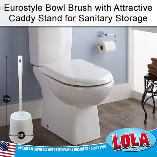 Toilet Brush and Holder Set, By LOLA, 2 Pack, Classic Version, Durable Bristles for Deep Cleaning, w/Compact Space Saving Storage Holder - size: 2 Pack, style: Classic Toilet Brush & Holder