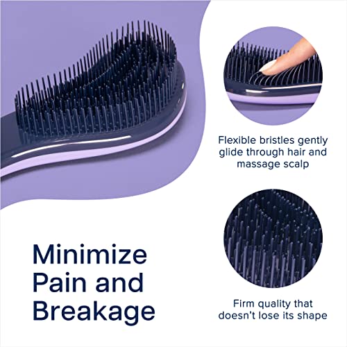 Crave Naturals Glide Thru Detangling Brush for Adults and Kids - Detangler Brush for Curly or Straight, Wet or Dry Hair - Gentle on Tangles Hair Comb - 7.5x3-Inch, Pink and Purple (Pack of 2) - color: Pink & Purple, size: 2 Pack (Regular)
