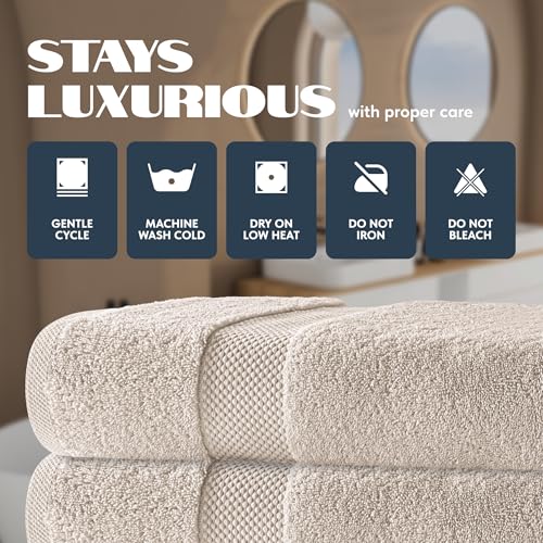White Classic Luxury Bath Towels Set of 4 Large - 700 GSM Cotton Ultra Soft Bath Towels 27x54 | Highly Absorbent and Quick Dry | Hotel Towels for Bathroom Luxury, Plush Shower Towels, Ivory - color: 08: Ivory