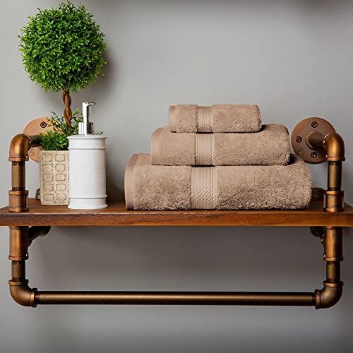 SUPERIOR Egyptian Cotton Ultra Plush & Absorbent, 3 Piece Set, Latte | Quick Dry, Soft Luxury Towel Set, Bath Essentials, Guest Bath, Spa, 1 Bath, 1 Hand, 1 Face Towels, Madeline Towels - color: Latte, size: 3-Piece Towel Set
