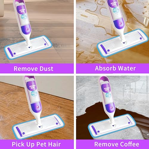 Reusable Power Mop Refill Pads for Swiffer Power Mop Starter Kit - Swifter Powermop Pads Refills - Multi-Surface & Wood Mopping Pad Refill for Floor Cleaning - Washable Microfiber Pad, 4 Pack - color: 4 Pack (Blue)