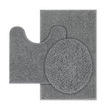 TREETONE Machine Washable Water Absorbent Bath Mat Bathroom Rugs Non Slip Soft Microfiber Mat (Set of 3-Medium 20" x 32"/Contour/Lid Cover, Gray) - color: Grey, size: Set of 3-Medium 20" x 30"/Contour/Lid Cover
