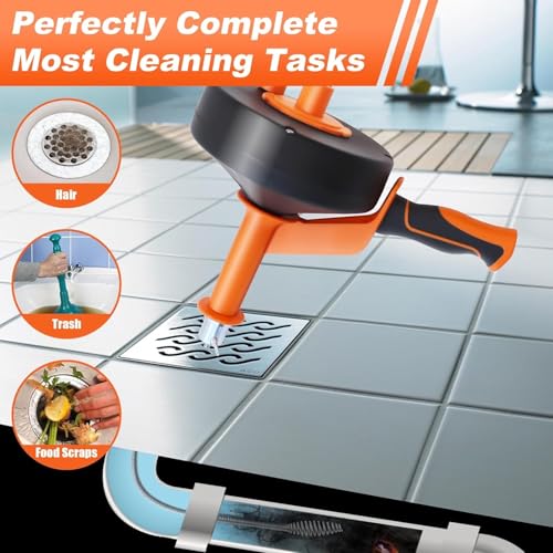 Drain Auger 25ft, Drain Clog Remover with Drill Adapter, Flexible Plumbing Snake for Kitchen, Bathroom & Shower, Manual or Drill Powered Drain Snake - size: 25ft Drain Auger + Tool Kit