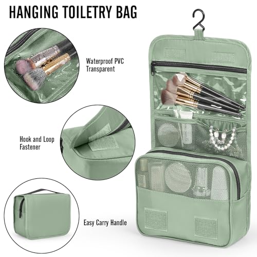 Veken 10 Set Packing Cubes for Travel Essentials,Anti-Wrinkle Buckled Suitcase Organizer for Shoe & Toiletry Bag,Carry On Luggage Bag with 99+ Count Mesh Holes for Airplane & College Dorm Accessories - color: 09 Matcha Green