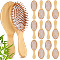 Weysat 12 Pcs Bamboo Hair Brushes Bulk, Wooden Paddle Detangling Brush, Scalp Massage and Anti-Static Hairbrushes, DIY Engraving Gifts for Women, Men, Party and Wedding (White) - color: White