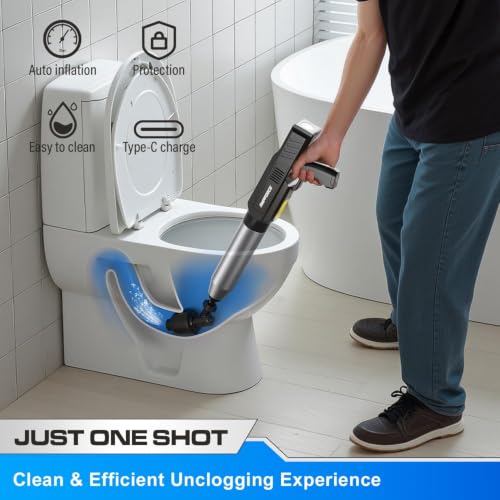 ‌Electric Toilet Plunger for Bathroom, High-Pressure Air Plunger, Heavy-Duty Clog Remover for Toilets, Toilet Drain Unclogger (Ink Black)