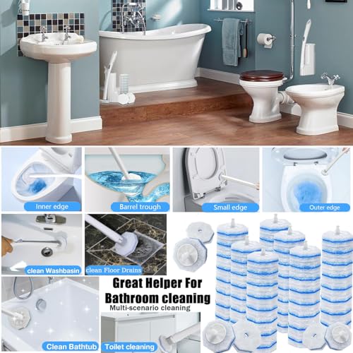 60pcs Count Toilet Bowl Wand Refills,Toilet brush,Disposable Toilet Cleaner Refills,Thickened Cleaning Layer,Won't Fall Apart,for Ceramics and Bathroom Cleaning (Blue)