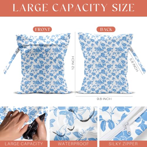 4 Pack Colorful Flowers Wet Bag Waterproof Washable Reusable Wet Dry Bag for Swimsuit Clothes Cloth Diaper Travel Beach Pool Yoga Gym Toiletries Gift for Women Bestie Coworker Birthday Christmas - color: Colorful Flowers 336