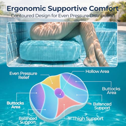 Idle Hippo Hot Tub Booster Seat, 4D Air Mesh Hot Tub Pillow with Powerful 6 Non-Slip Suction Cups, Ergonomic Booster Cushion, Quick Dry Spa Pillow for Indoor Outdoor Hot Tub-Lake Blue - color: Lake Blue