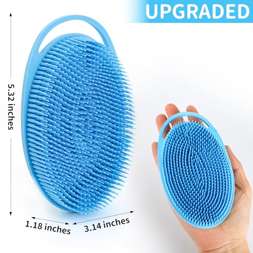 Silicone Body Scrubber for Shower – 2 Pack Soft Exfoliating Loofah Alternative, Gentle & Quick-Drying Silicone Body Wash Scrubber Brush for Sensitive Skin Women Men Kids (Blue & Green)