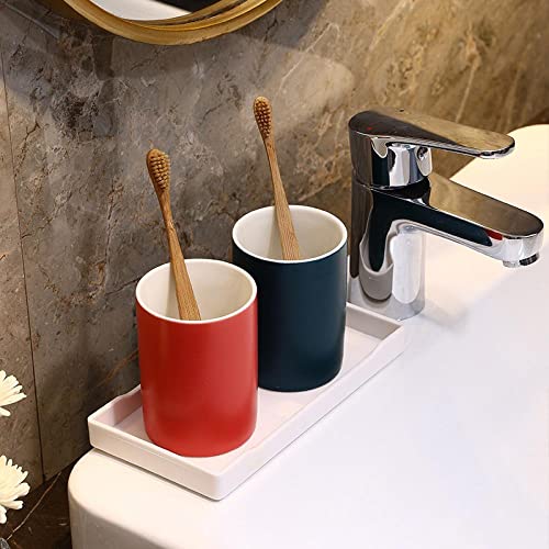 Gaolinci 2 Pcs Bathroom Cups, Ceramics Toothbrush Holder, Tumbler Cup, 9 Oz - color: Green
