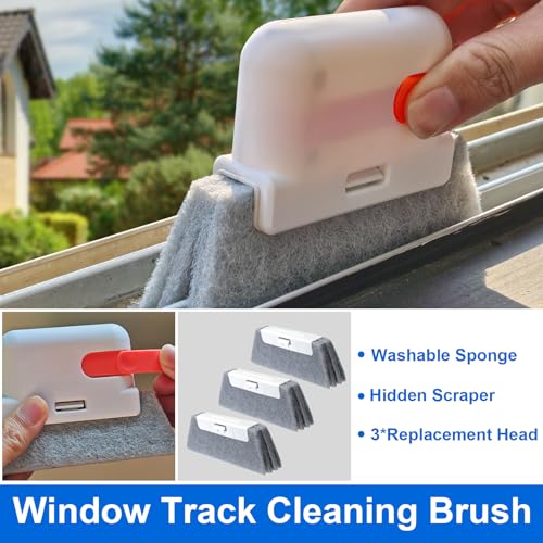 XANGNIER Window Sill Cleaner Tool,10 Pcs Magic Door Window Track Cleaning Tools Kit,Sliding Door Track Cleaner,Groove Crevice Cleaning Brush for Tile Lines/Shutter/Car Vents/Air Conditioner/Keyboard - color: Multicolor