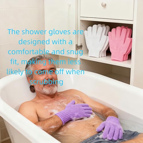 4 Pairs Exfoliating Bath Gloves, Nylon Double Sided Exfoliating Gloves for Beauty, Spa, Massage, Skin Shower, Body Scrubber Bathing Accessories