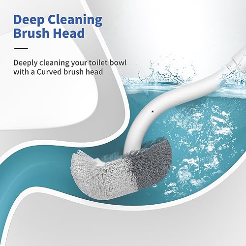 Marbarsse Bathroom Toilet Bowl Brush and Holder, Curved Design Dismount Toilet Brush for Deep Cleaning Under Rim, Best Toilet Brush Set, CompactToilet BowlCleaner Brush for Bathroom, 1 Pack - color: 1 Pack - Dismount