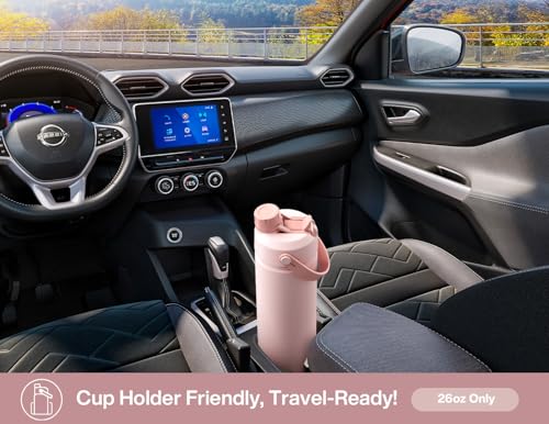 POWCAN 26 oz Insulated Water Bottle with 2-in-1 Straw and Spout Lid, Keep Cold 24H, Leak-Proof, Fits in Car Cup Holder, Stainless Steel Water Bottle for Sports, Travel, Gym, and School (Dried Rose) - color: Dried Rose, size: 26 Ounces