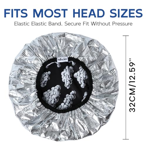 Years calm Shower Cap for Men, Waterproof & Heat-Retaining Hair Treatment Cap – Reusable Men’s Shower Cap with Foil Lining, Elastic Band, for Steam Care, Hair Mask & Oil Conditioning - color: Black
