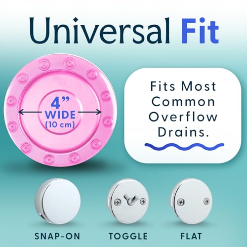 SlipX Solutions Bottomless Bath, Essential Overflow Drain Cover for Bathtub, Best Bath Accessories for Women, Adds Inches of Water to Your Tub for Deeper Soak, 4" Diameter, Pink - color: Pink