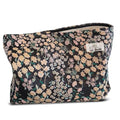 HAPPYHEIDI Women Aesthetic Makeup Bag With Compartment Accessory Zipper Pouch for Cosmetics Travel, Purse Organizer, Embroidery Lucky Flowers Black - color: 001 Black Teabreak Little Flowers Embroidery