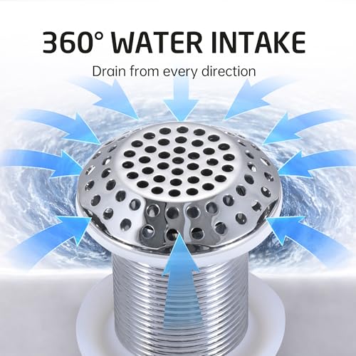 KES Bathroom Sink Grid Drain Without Overflow, 360° Water Drainage, Anti-Clog Grid, Polished Chrome Vanity & Vessel Drain, Solid Stainless Steel & Brass, S2021D-CH - color: Polished Chrome