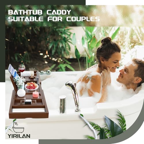 Bathtub Trays for Tub,Bath Tray, Foldable Bathtub Caddy,Brown - color: Brown