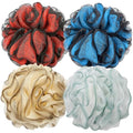 DadyMart Bath Shower Loofah Sponge 60g Bath Mesh Pouf Shower Ball Body Scrubber Exfoliating Bath Sponge for Women and Men, Set of 4, Flower Red - style: Flower Red Blue