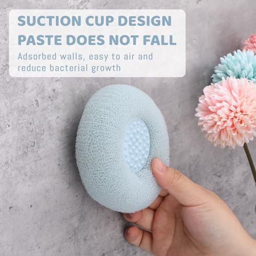 4 Super Soft Sunflower Suction Cup Bath Ball, 2 in 1 Exfoliating Bath Sponge, Shower Ball, Loofah with Suction Cup, Body Sponges for Shower, Sunflower Suction Cup Sponge, Bathing Sponges for Women