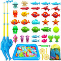 TOY Life 2-Player Magnetic Fishing Game for Kids 3-5 - Toddler Fishing Pole Set with Fish Toys - Bath & Pool Toys - Water Table Accessories - Educational Fishing Toy Rod for Boys Girls - color: 2 Kids Fishing Pole With Inflatable Pool
