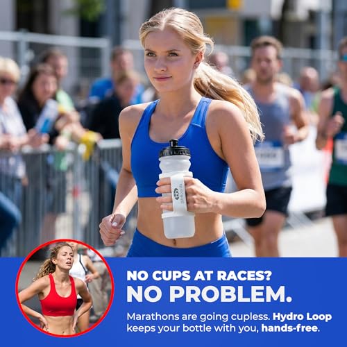 BibBoards Hydro Loop Silicone Water Bottle Band – Hands-Free Carry Strap for Running, Gym & Training | Flexible Water Bottle Holder & Grip Band Fits Most Bottles for Travel & Outdoor Activities - color: White