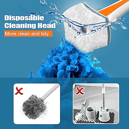 JEHONN Disposable Toilet Bowl Cleaner Wand with 40 Cleaner Refills, Wall Mounted Long Handle Compact Bathroom Scrub Brush Holder Set for Sink Bathtub Wash Basin Mop Pool (Orange) - color: Orange
