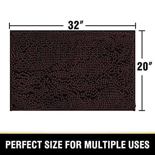 H.VERSAILTEX Bathroom Rugs Bath Mat Bath Rugs Bath Mats for Bathroom Non Slip Extra Thick Buncy Soft Chenille Bath Rug Fulffy Shag, Indoor Rug Carpet for Entry Living Room (Chocolate, 20" x 32") - color: Chocolate, size: 20" x 32"