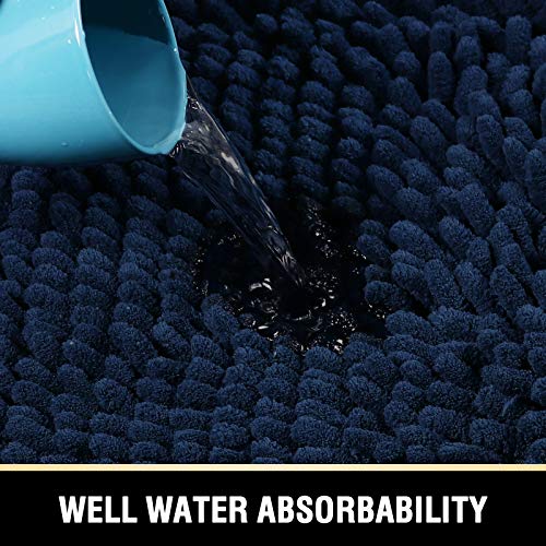 H.VERSAILTEX Bathroom Rugs Bath Mat Bath Rugs Bath Mats for Bathroom Non Slip Extra Thick Buncy Soft Chenille Bath Rug Fulffy Shag, Indoor Rug Carpet for Entry Living Room (Navy, 20" x 32") - color: Navy, size: 20" x 32"